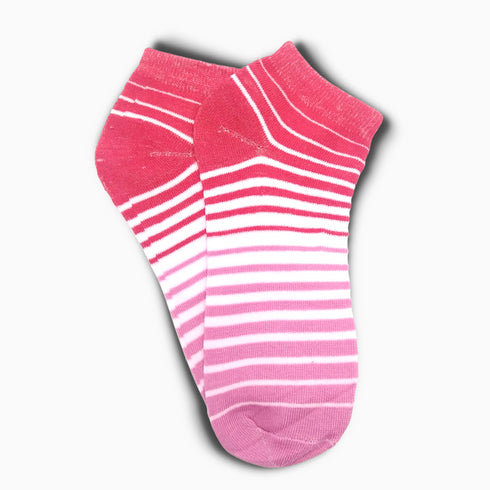 Women's Short Ankle Socks With Pink Stripes